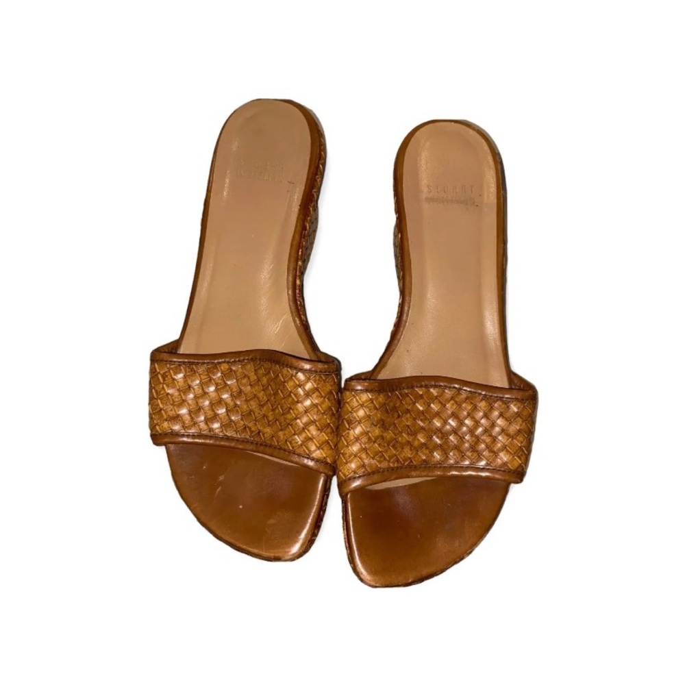 Stuart Weitzman square toe woven wedge heel 8 1/2